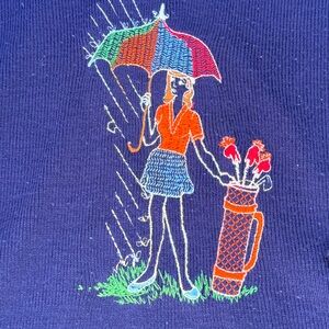 Vintage 1960’Andreno Argenti GOLF Sweater Women’s, Navy Blue, 100% Acrylic V Nec